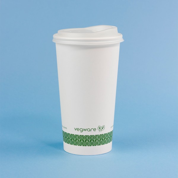 LV-20G Vegware™ 89-Series Compostable 20-ounce Single Wall White Hot Paper Cups